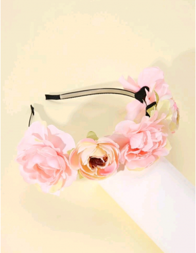 DIADEMA FLORAL ROSAS PASTEL